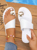 Breezelady Women's Orange Flat SandalsShell Metal Toe Ring Design, SolidColor, Non-Slip PU Leather, Arch-Shaped Casual Beach Vacation Party Sandals